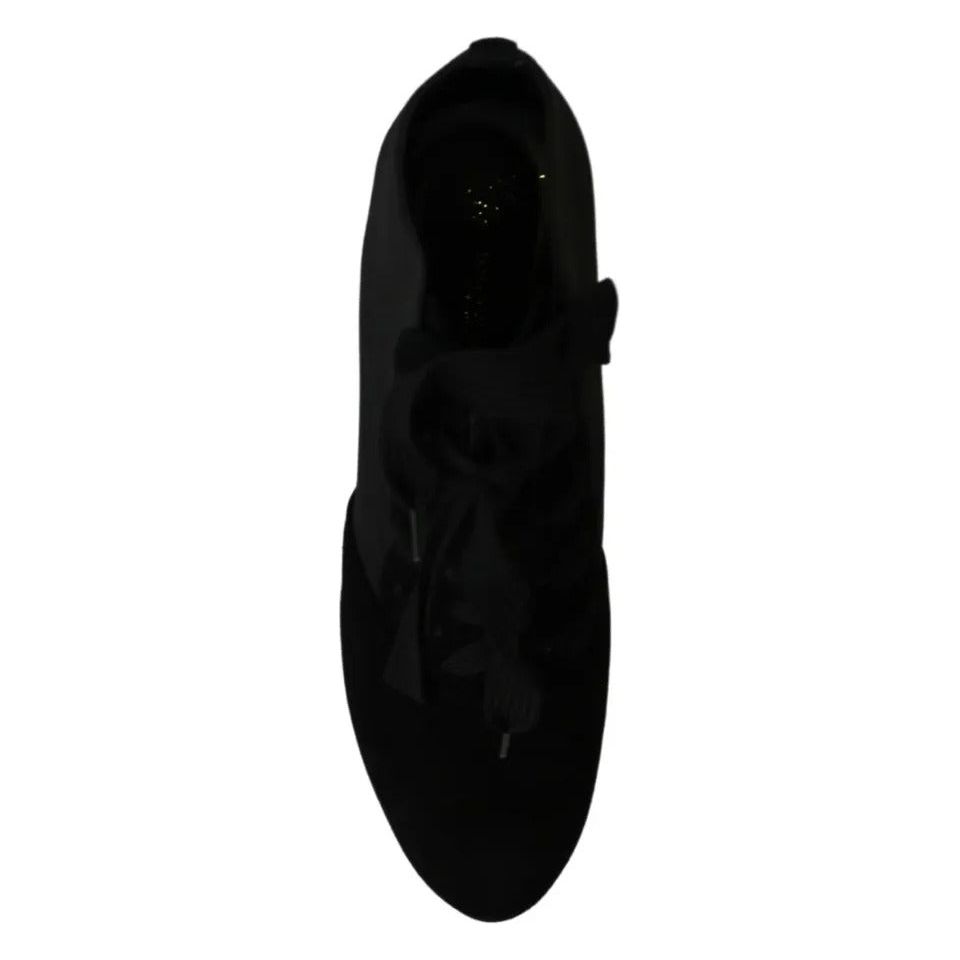 Dolce & Gabbana Black Suede Stretch Ankle Boots Booties Shoes LA7695-35