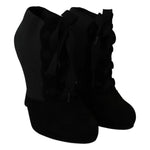 Dolce & Gabbana Black Suede Stretch Ankle Boots Booties Shoes LA7695-35
