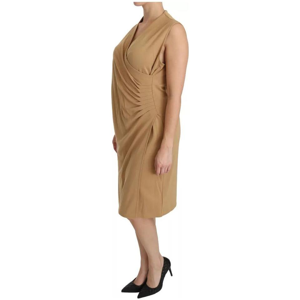 Ralph Lauren Brown V-neck Shift Knee Length Viscose Dress DR2191-42