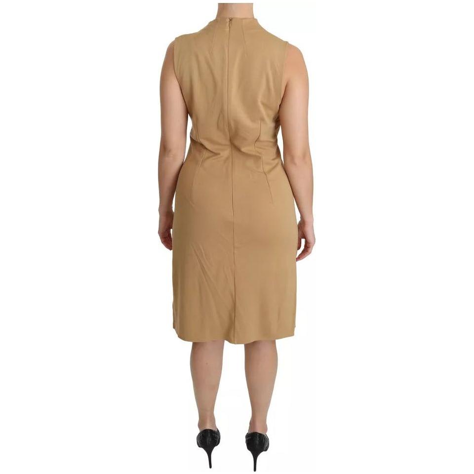 Ralph Lauren Brown V-neck Shift Knee Length Viscose Dress DR2191-42