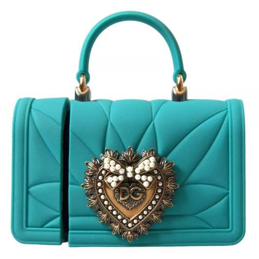 Dolce & Gabbana Turquoise Silicone Devotion Heart Cover Hand Bag Airpods Case SMY101310#