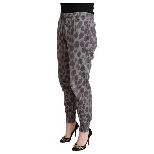 Dolce & Gabbana Gray Leopard Print Sweatpants Jogger Pants PAN73035-44