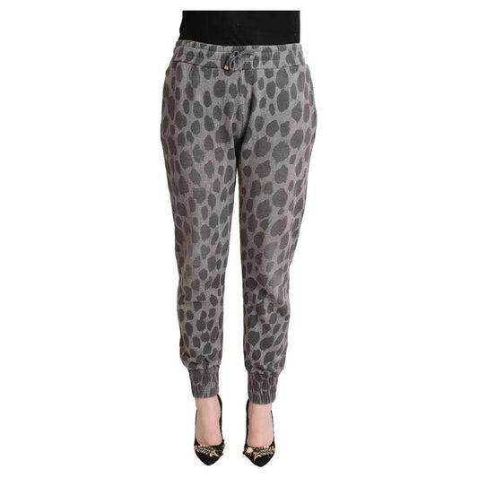 Dolce & Gabbana Gray Leopard Print Sweatpants Jogger Pants PAN73035-44