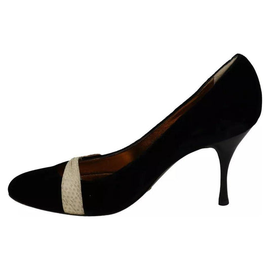 Dolce & Gabbana Black Velvet Ayers High Heels Pumps Shoes LA7372-39
