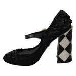 Dolce & Gabbana Black Floral Embellish Heels Mary Janes Pumps Shoes LA7796-39
