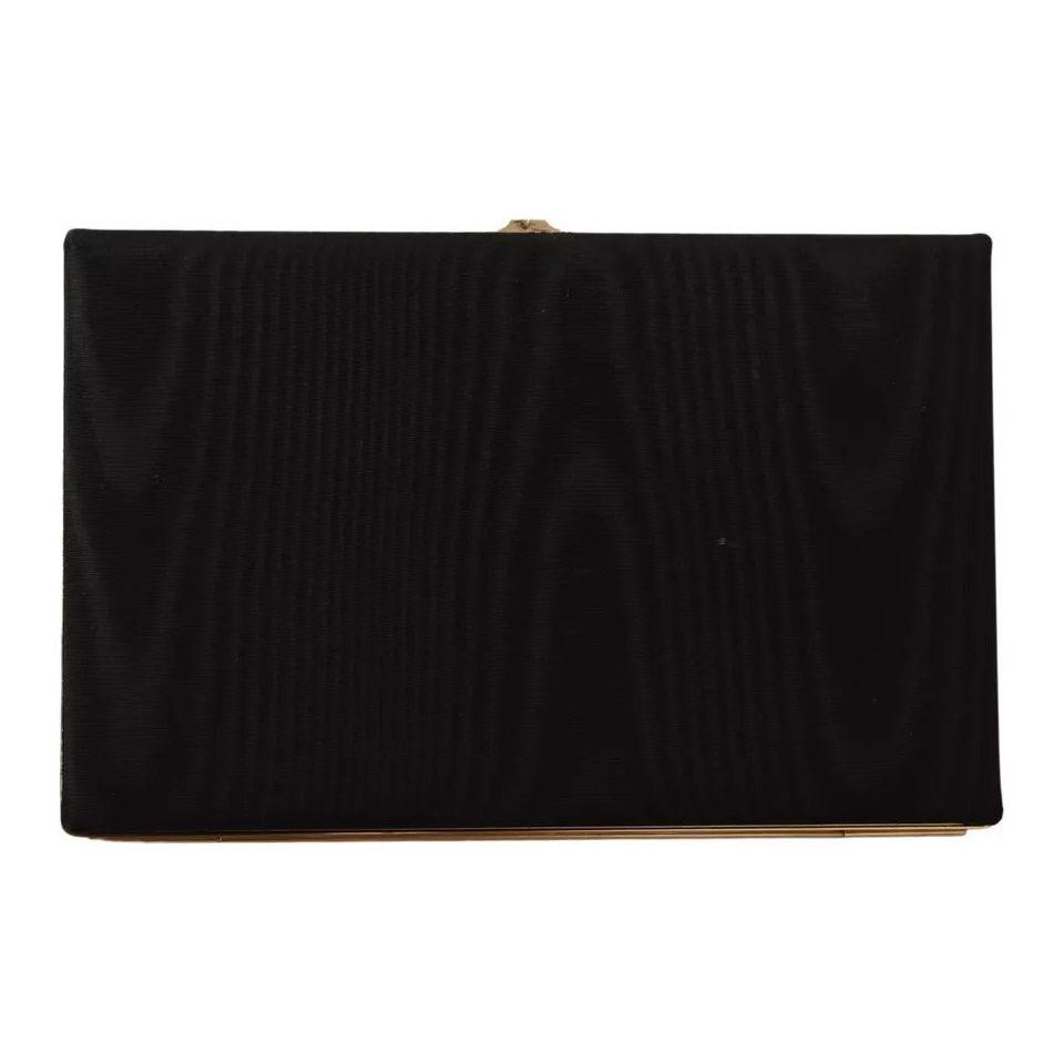 Dolce & Gabbana Black Silk Gold Frame Clutch Evening Party Purse Bag VAS12905