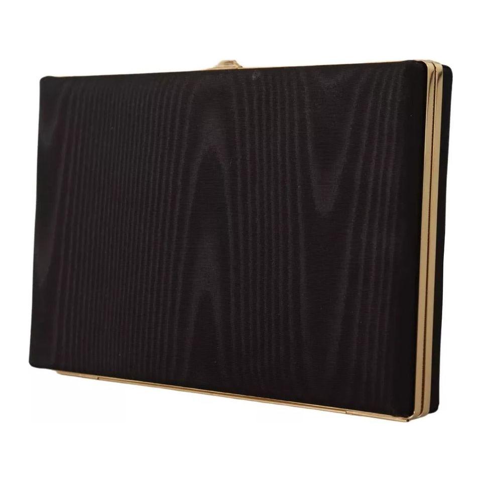 Dolce & Gabbana Black Silk Gold Frame Clutch Evening Party Purse Bag VAS12905