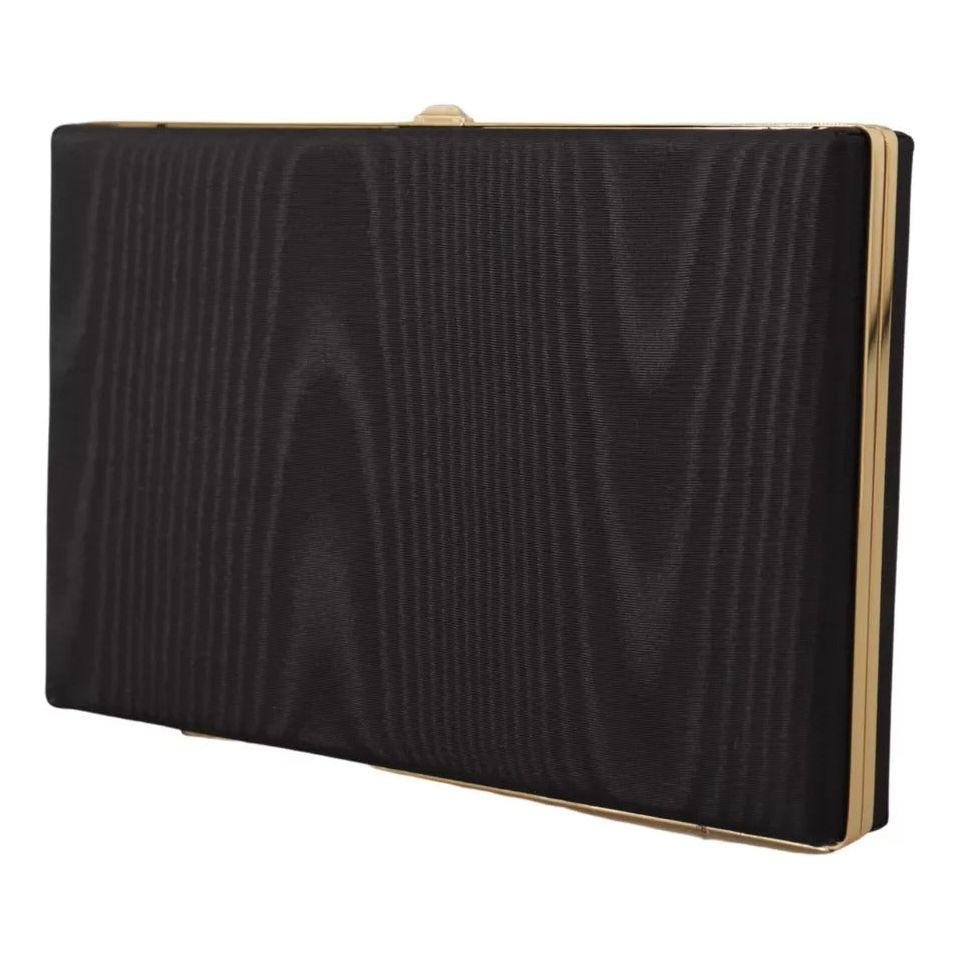 Dolce & Gabbana Black Silk Gold Frame Clutch Evening Party Purse Bag VAS130700
