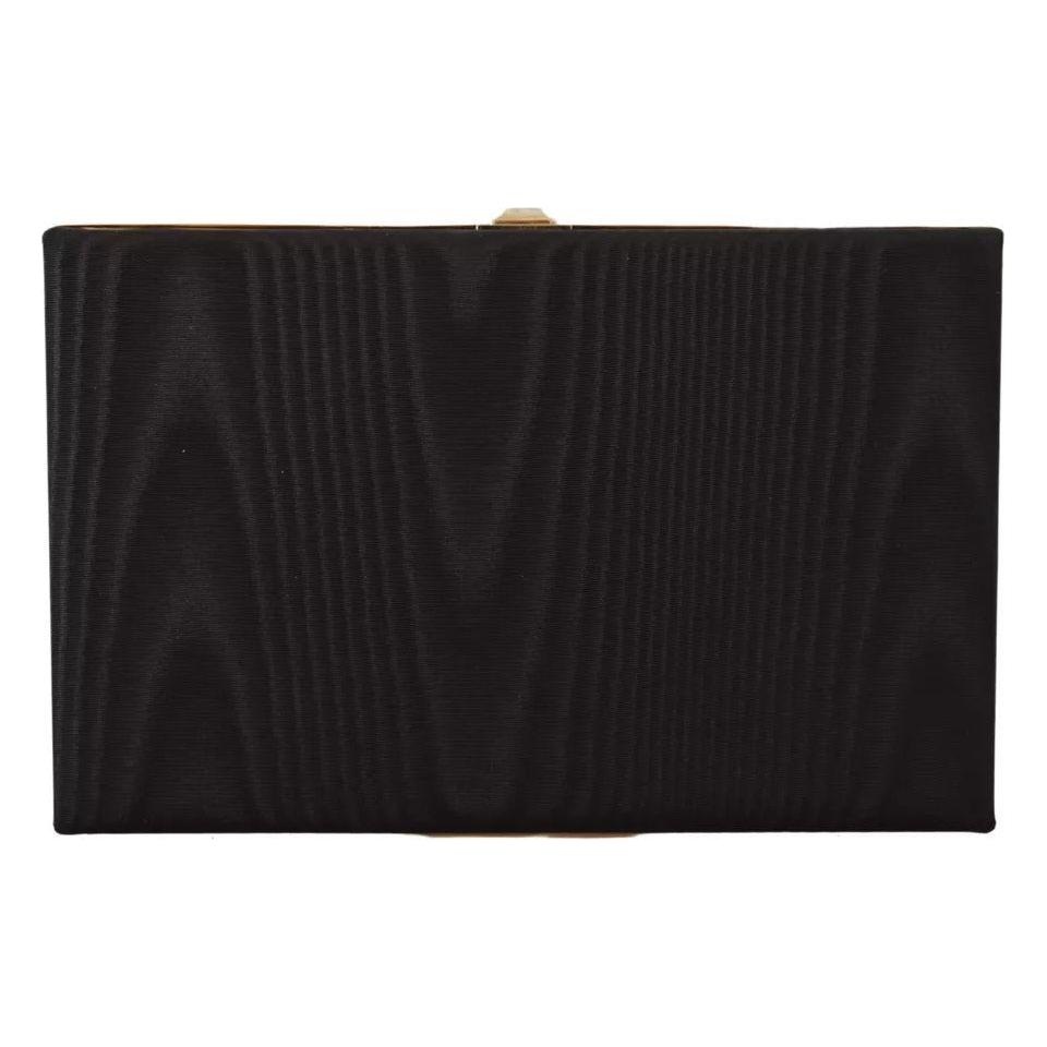 Dolce & Gabbana Black Silk Gold Frame Clutch Evening Party Purse Bag VAS130700