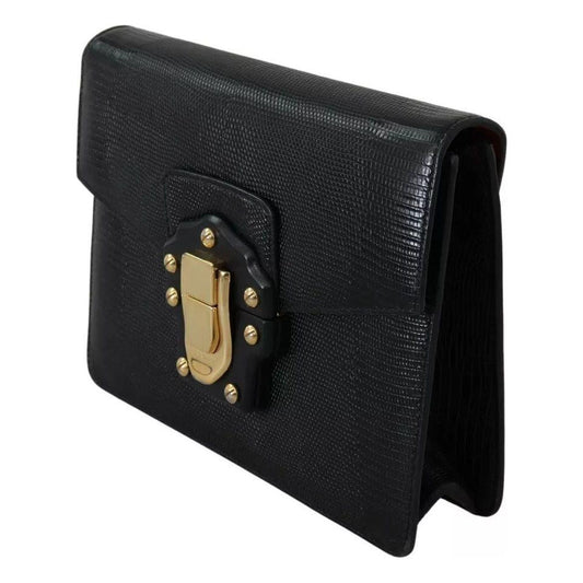 Dolce & Gabbana Black Leather Gold Metal Mini Women Purse Bag Lucia Wallet VAS12392