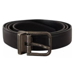 Dolce & Gabbana Black Calf Leather Vintage Logo Metal Buckle Belt
