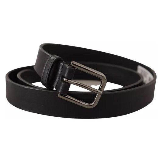 Dolce & Gabbana Black Calf Leather Classic Metal Logo Buckle Belt BEL8566-90