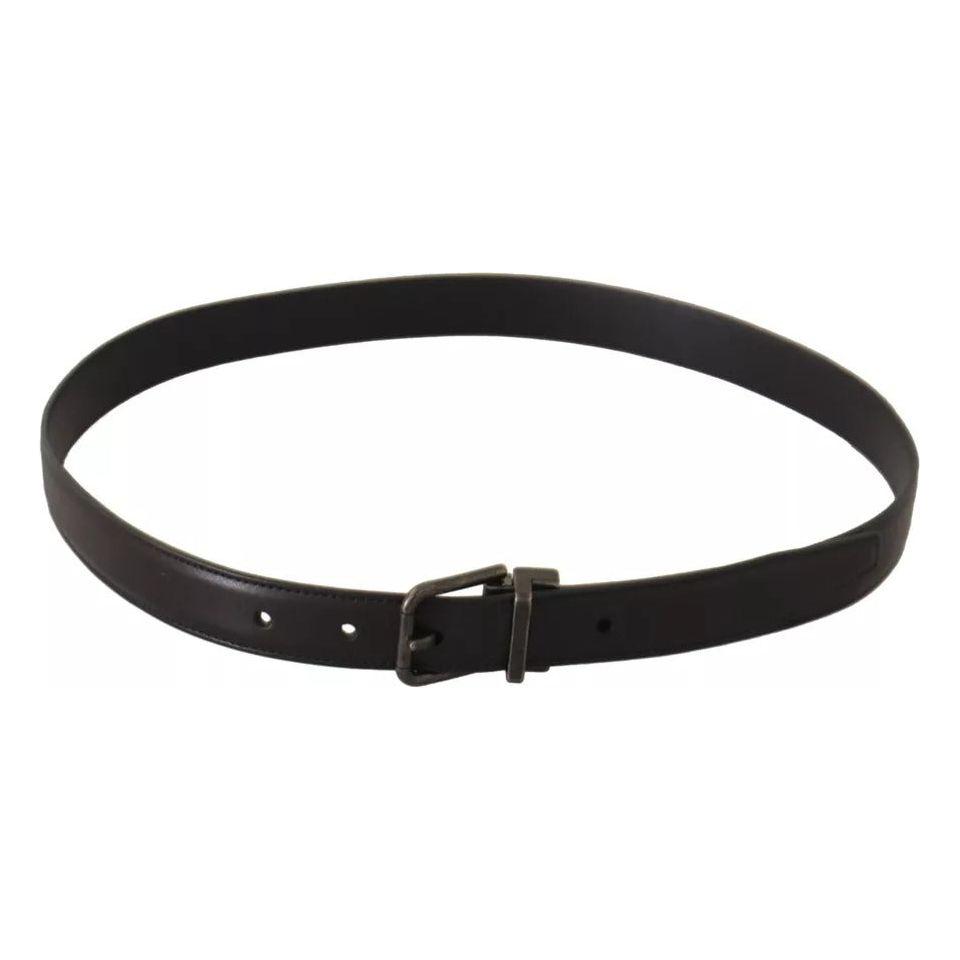 Dolce & Gabbana Black Calf Leather Antique Buckle Men Belt BEL8686-100