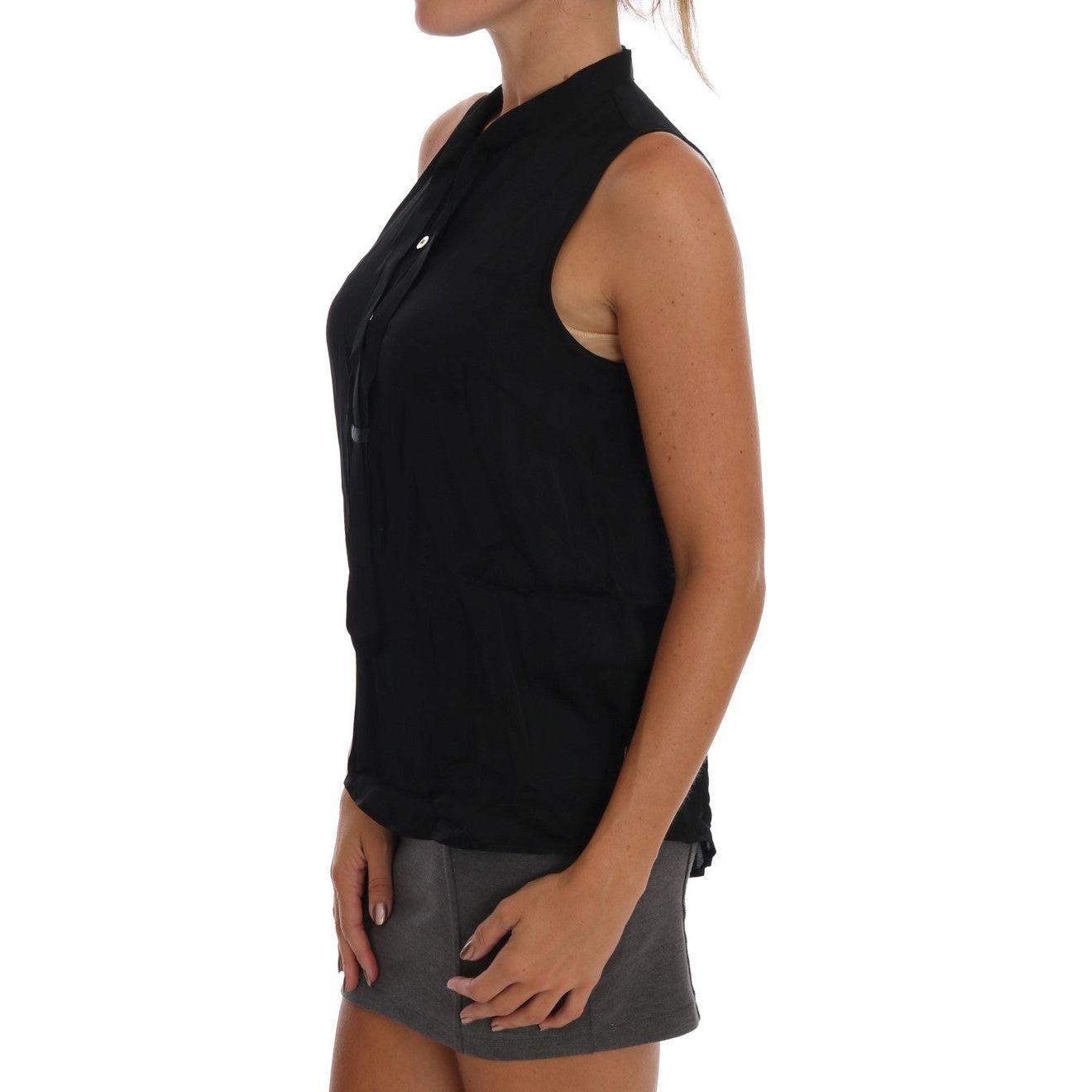 Versace Jeans Black Sleeveless Viscose Blouse Top