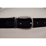 Dolce & Gabbana Black Velvet Silver Tone Metal Logo Buckle Belt