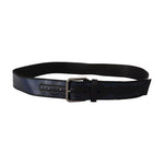 Dolce & Gabbana Blue Black Logo Print Silver Buckle Belt BEL8391-90