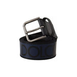 Dolce & Gabbana Blue Black Logo Print Silver Buckle Belt BEL8391-90