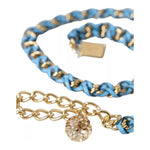 Dolce & Gabbana Blue Braided Gold Brass Chain Waist Belt WMB305-80