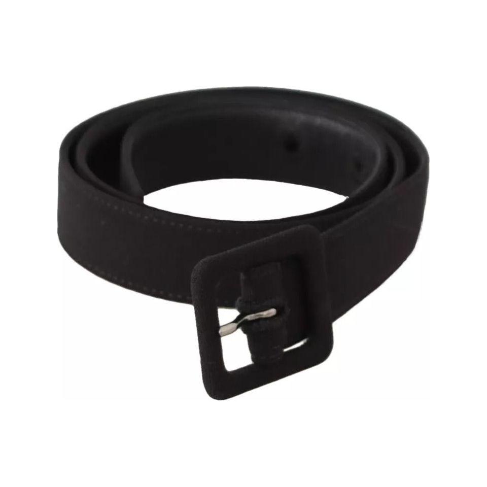 Dolce & Gabbana Black Velvet Leather Logo Waist Buckle Belt WBN245-65
