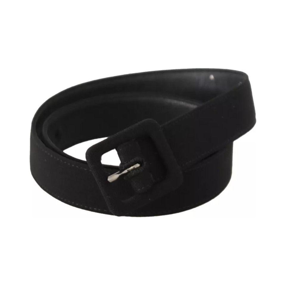 Dolce & Gabbana Black Velvet Leather Logo Waist Buckle Belt WBN245-65