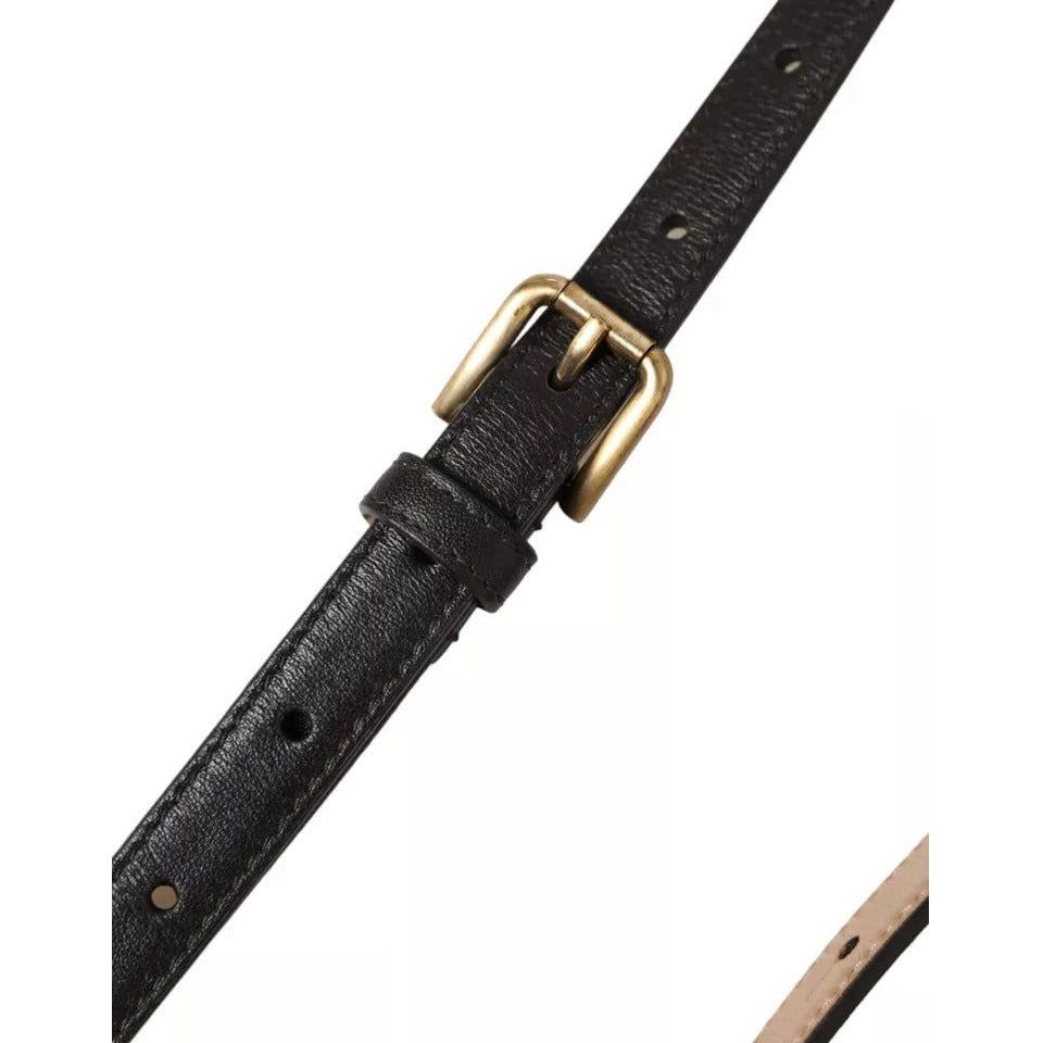 Dolce & Gabbana Dark Brown Leather Gold Metal Buckle Women Belt WMB3716-145