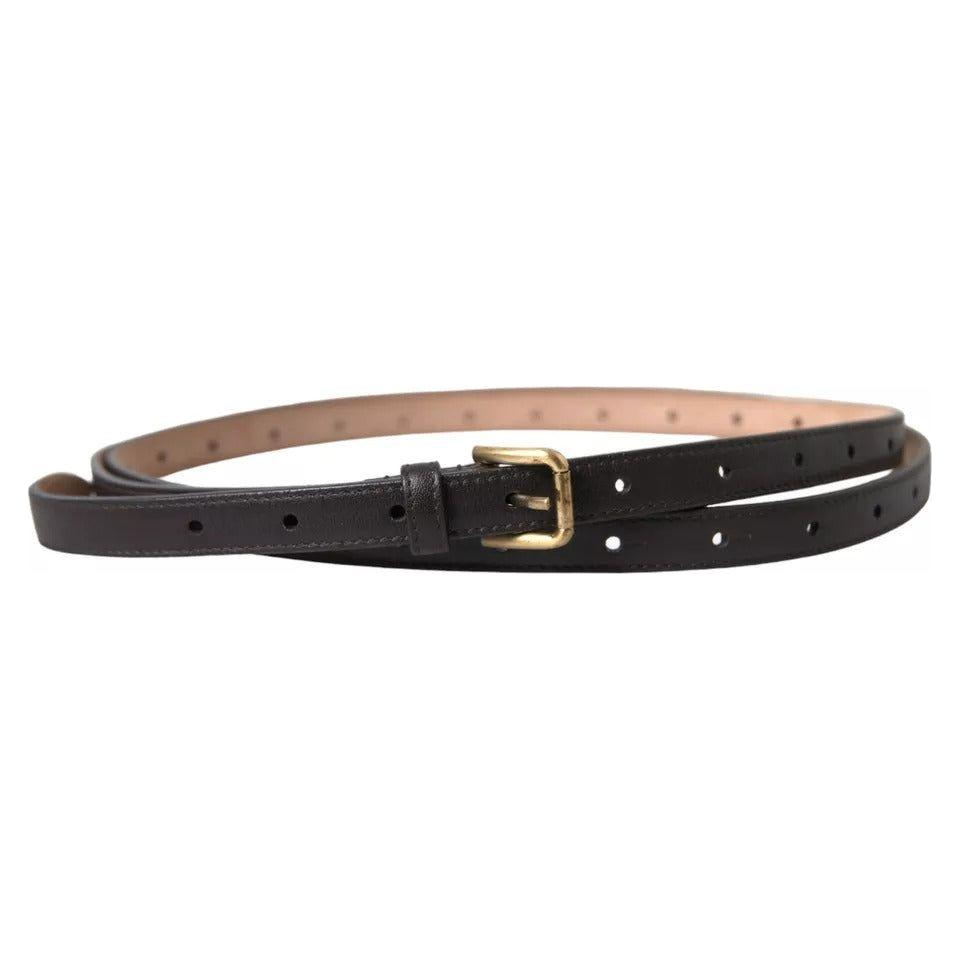 Dolce & Gabbana Dark Brown Leather Gold Metal Buckle Women Belt WMB3716-145