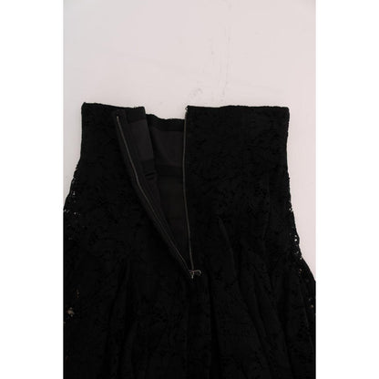 Dolce & Gabbana Black Floral Cutout Lace A-Line Skirt