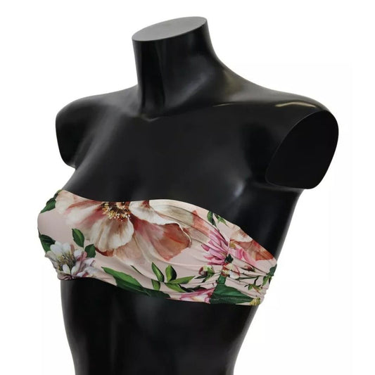 Dolce & Gabbana Pink Floral Print Swimsuit Beachwear Bikini Top BIK1265-2