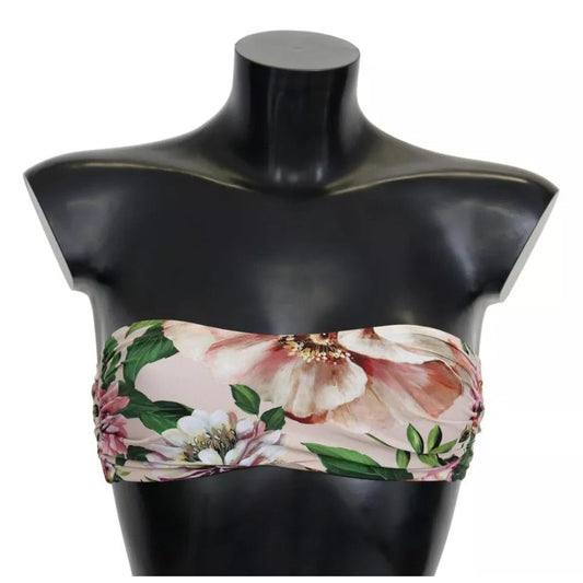 Dolce & Gabbana Pink Floral Print Swimsuit Beachwear Bikini Top BIK1265-2