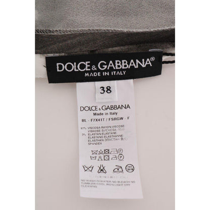 Dolce & Gabbana White Black Striped Printed Blouse Top
