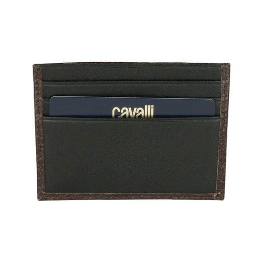 Cavalli Class Brown Calfskin Men Card Holder CACL-5158