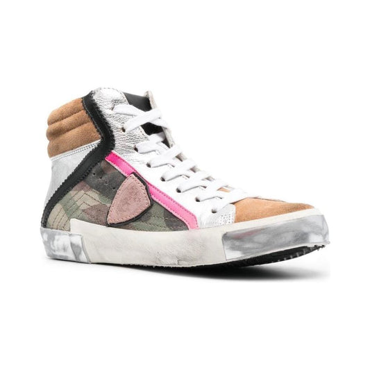 Philippe Model Army Green High-Top Sneakers with Leather Accents PH-10947-IT40|S