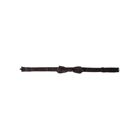 Dolce & Gabbana Maroon Silk Patterned Adjustable Neck Papillon Bow Tie