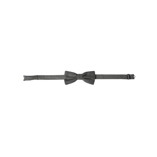 Dolce & Gabbana Gray Silk Patterned Adjustable Neck Men Papillon Bow Tie