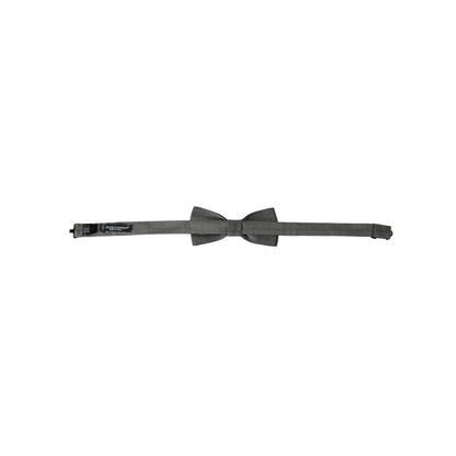 Dolce & Gabbana Gray Silk Patterned Adjustable Neck Men Papillon Bow Tie