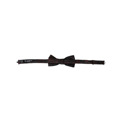Dolce & Gabbana Red Black Floral Adjustable Neck Men Bow Tie