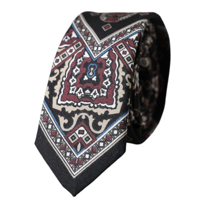 Dolce & Gabbana Black Printed 100% Silk Adjustable Men Tie