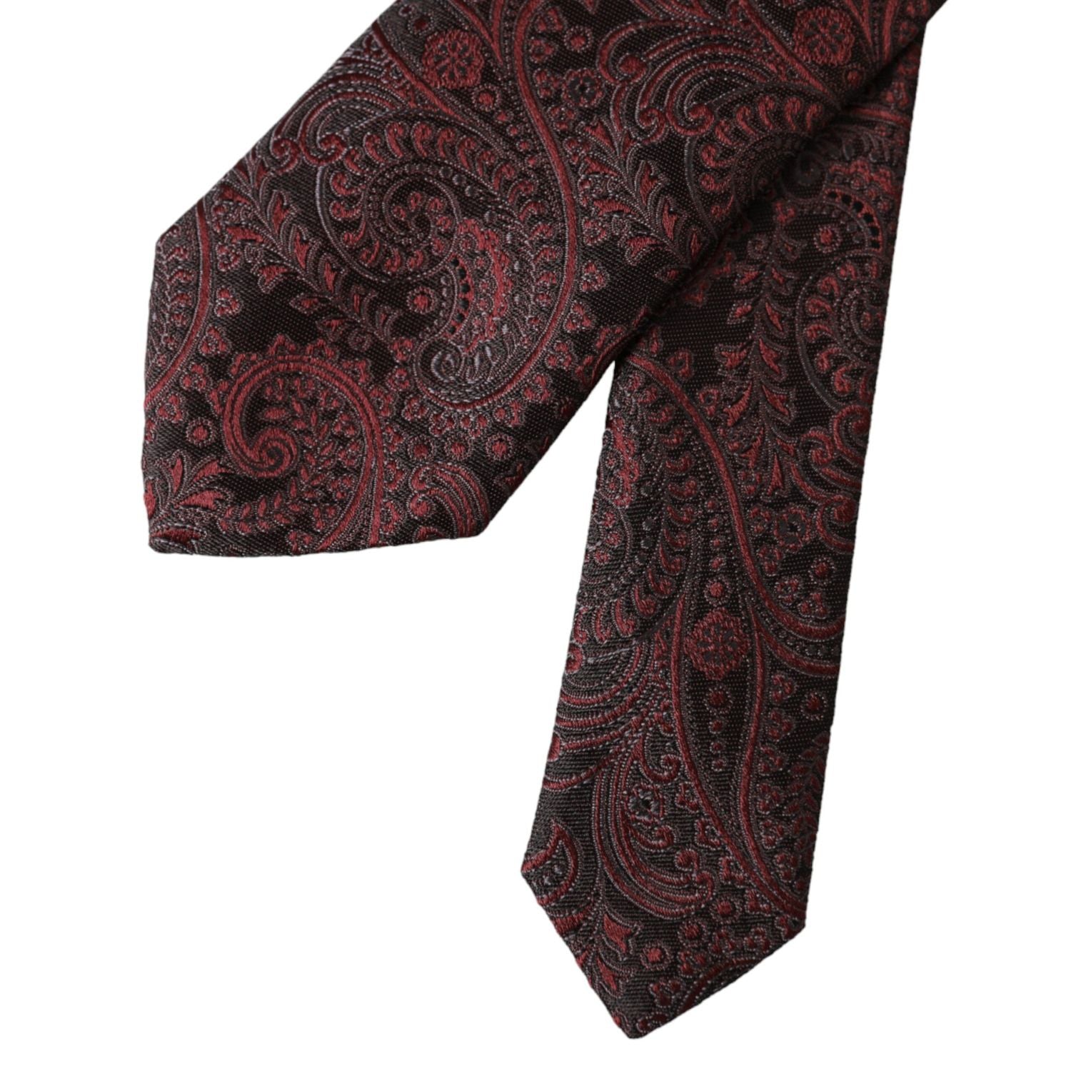 Dolce & Gabbana Bordeaux Patterned Silk Adjustable Men Tie