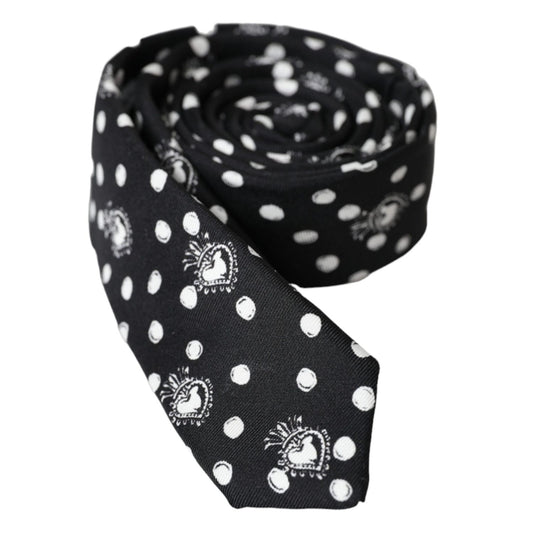 Dolce & Gabbana Black Heart Polka Dot Adjustable Tie KRA3391