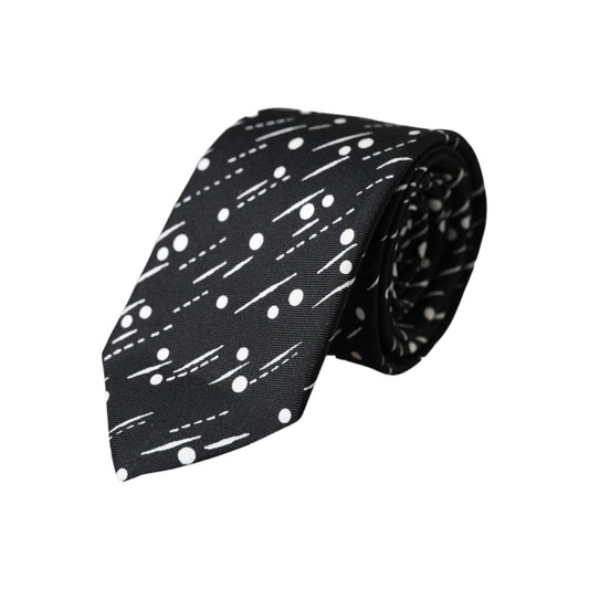 Dolce & Gabbana Black Dotted 100% Silk Adjustable Tie KRA3395
