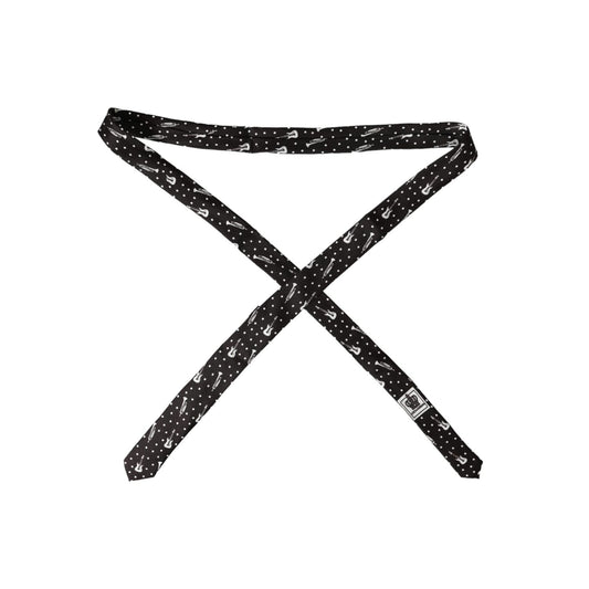 Dolce & Gabbana Black Guitar Print Silk Adjustable Tie KRA3398