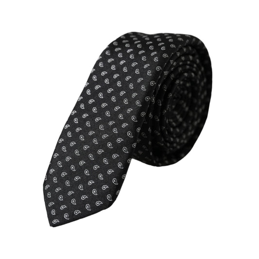 Dolce & Gabbana Black Jacquard Patterned Silk Adjustable Men Tie KRA3400