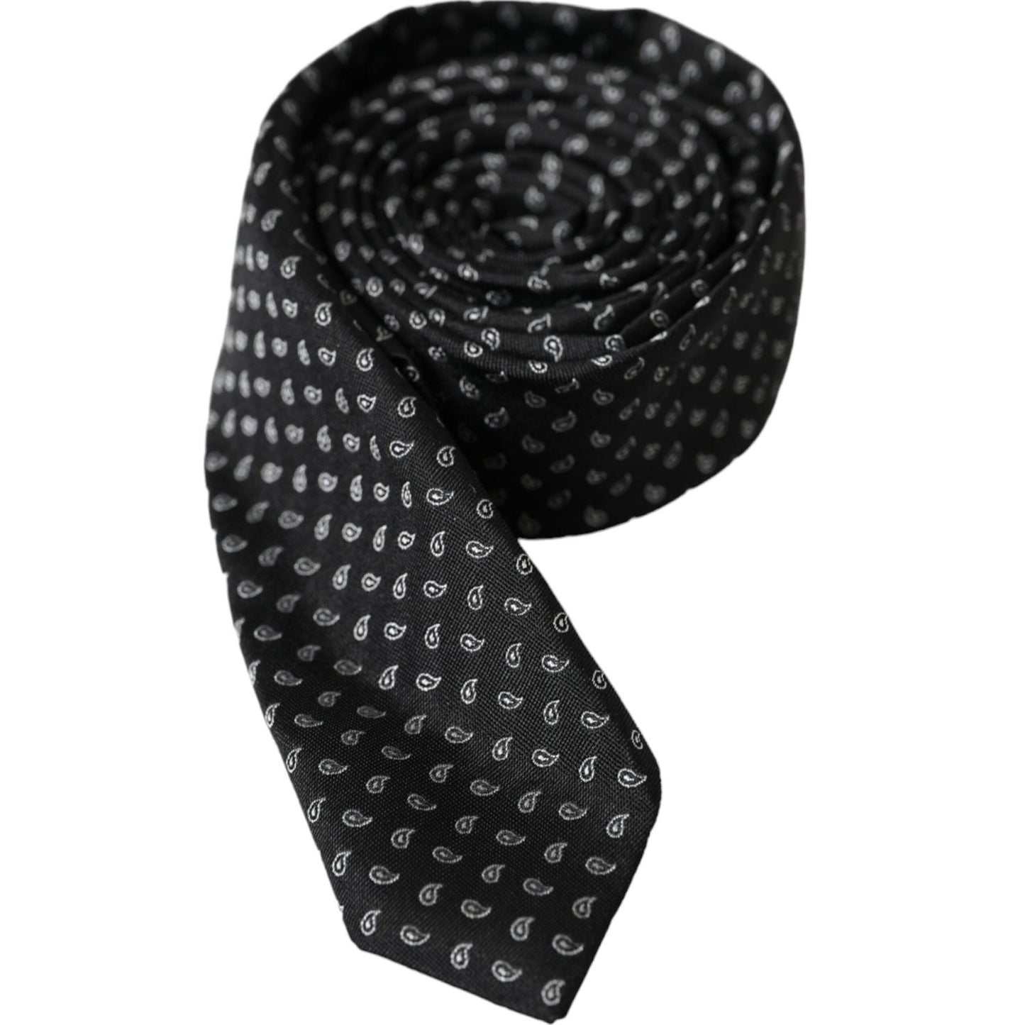 Dolce & Gabbana Black Jacquard Patterned Silk Adjustable Men Tie