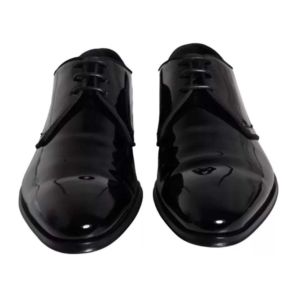 Dolce & Gabbana Black Calfskin Leather Derby Men Dress Shoes MV5708-39