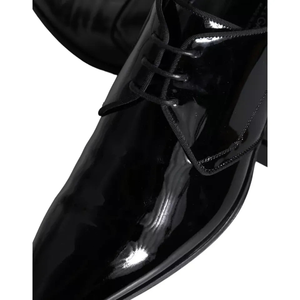 Dolce & Gabbana Black Calfskin Leather Derby Men Dress Shoes MV5708-39