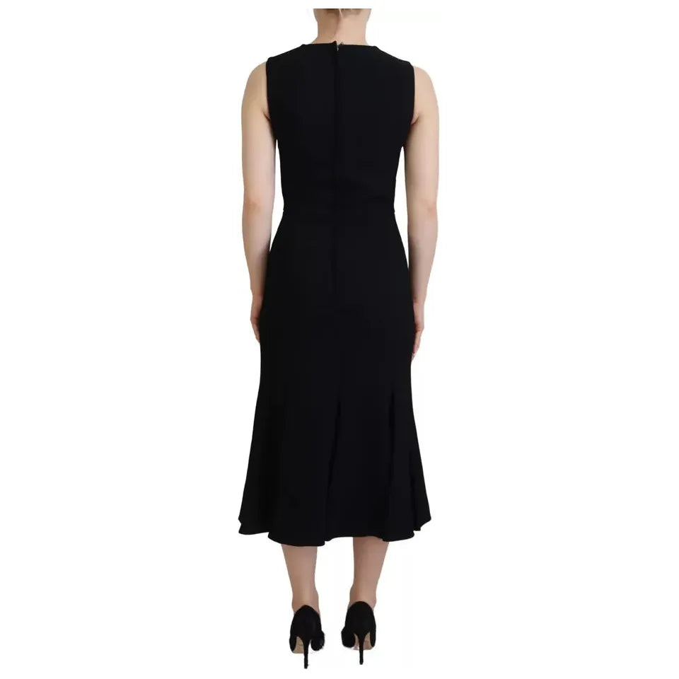 Dolce & Gabbana Black Dress Sheath Flare Viscose Dress DR28792#1- 36