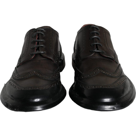 Dolce & Gabbana Black Leather Oxford Wingtip Formal Men Shoes MV5884-42