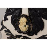 Dolce & Gabbana White Black Wool Embroidered Cameo Brooch Hat HAT9299