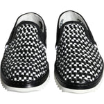 Dolce & Gabbana Black White Weaved Slip On Men Loafers Shoes MV5909-41.5