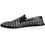 Dolce & Gabbana Black White Weaved Slip On Men Loafers Shoes MV5909-41.5